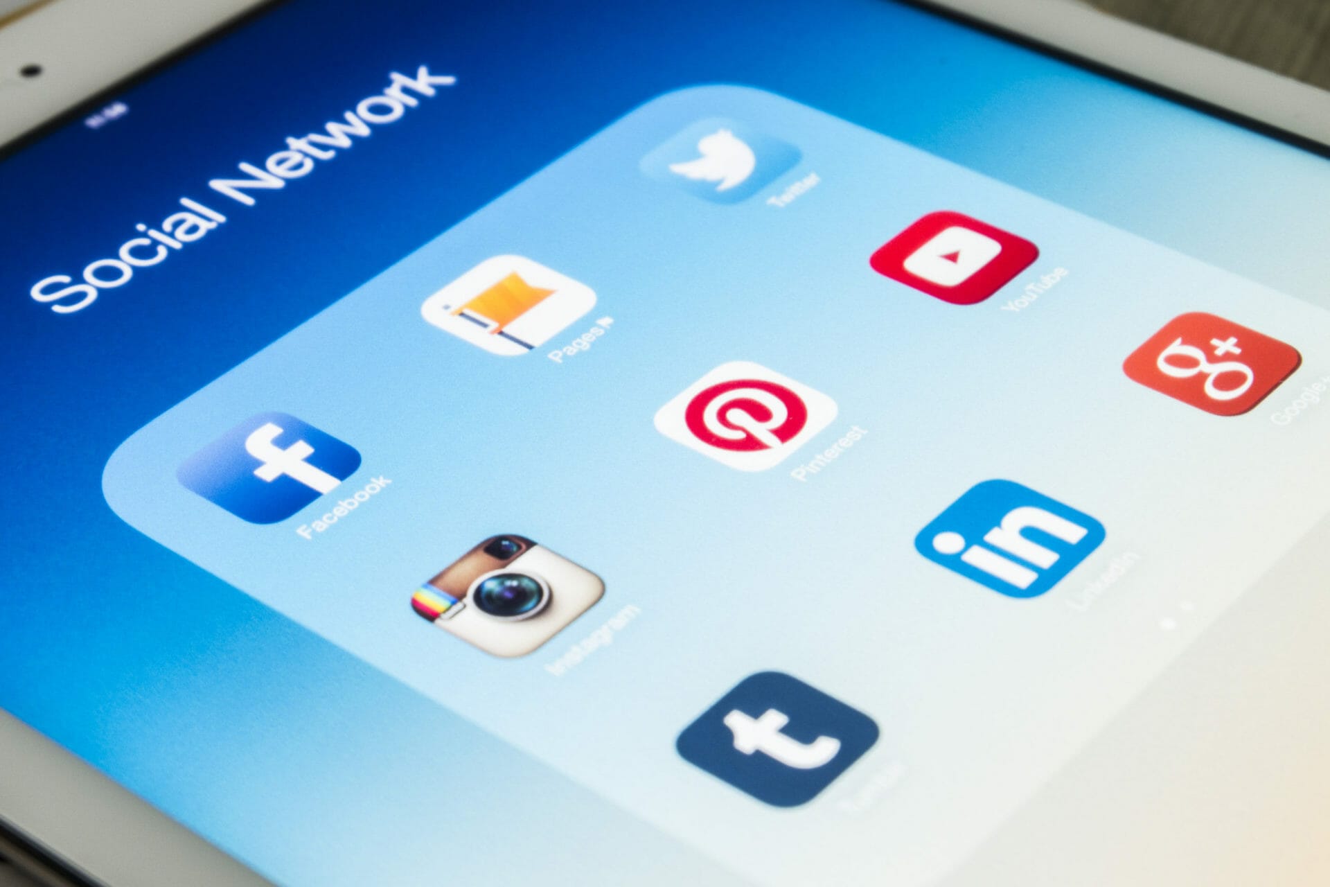 THAILAND - SEPTEMBER 03, 2014: All of popular social media icons on tablet device screen marketing west pam beach